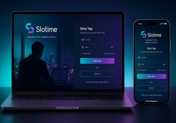 Slotime giriş ekranı ve üyelik süreci görseli